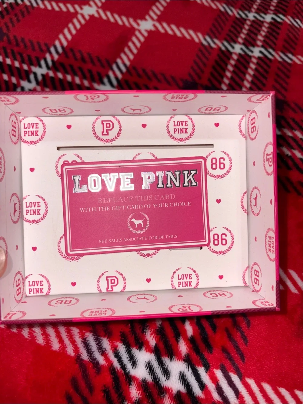 PINK Victoria's Secret Pink Plaid Dog Gift Box